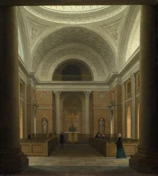 The Slotskirken of Christiansborg, Copenhagen, c.1850s (oil on fabric)