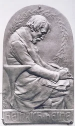 Portrætmedaljon af Heinrich Heine (1797-1856) (bronze) (bw foto)