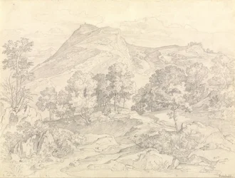 Udsigt over Civitella fra Serpentara ved siden af Olevano