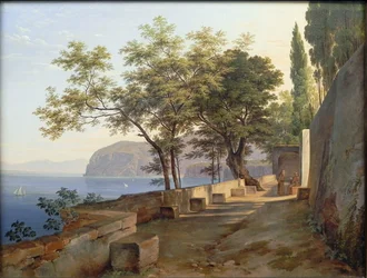 Tysk: Terrasse des Kapuzinerklosters in Sorrent Terrasse ved Kapucinerklosteret i Sorrento