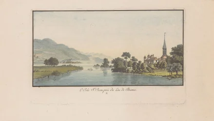 Udsigt over St. Petersinsel ved Bielersee L