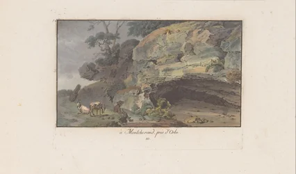Herder voer ein grot i Montcherand à Montcherand, nær Orbe (titel på objekt) Landskaber i Schweiz (serietitel) Samling af nogle perspektiver i Schweiz (serietitel)