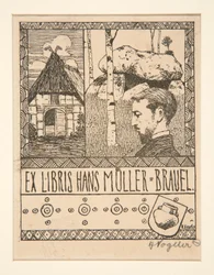 Bogplade: Ex Libris Hans Mueller-Brauel