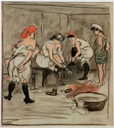 Fire kvinder i garderoben