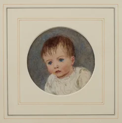 Gerald Allingham som baby (akvarel på papir)