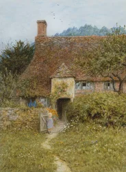 Old Cottage, Witley (akvarel med udskrabning)