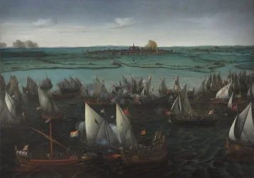Slaget mellem hollandske og spanske skibe på Haarlemmermeer, ca. 1629 (olie på lærred)