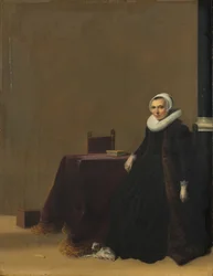 Portræt af en kvinde med en hund, ca. 1635