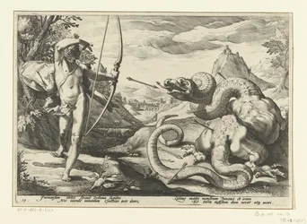 Apollo dræber den gigantiske slange Python Ovids metamorfoser (serietitel)