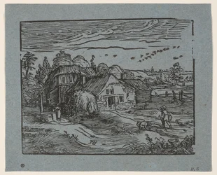 Landskab med bondegård