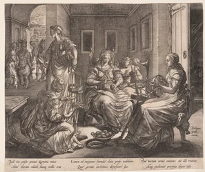 Lucretia og hendes kvinder, der spinder, fra Historien om Lucretia