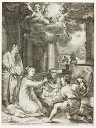 Hyrdernes tilbedelse, plade tre fra The Birth and Early Life of Christ
