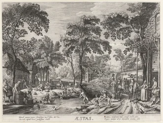 Sommer, et selskab ved en sø Aestas (titel på objekt) De fire årstider (serietitel)