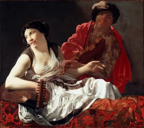 Koncerten eller "" Allegory of the Ouie"" Maleri af Hendrick Terbrugghen (Ter Brugghen) (1588-1629) 1629 Dim. 90x127 cm Galleria Borghese Rom