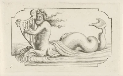 Triton spiller på en harpe Nouveau Livre des Dieux et Deeßes De la Marine Bouckje of Sea Gods and Goddesses (serietitel)