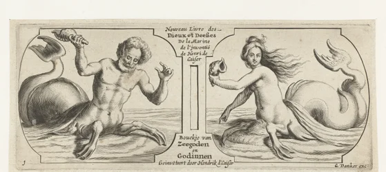 To rum, hver i en Triton Nouveau Livre des Dieux et Deeßes de la Marine Bouckje van Zeegehoden og gudinder (titel på objekt) Nouveau Livre des Dieux et Deeßes de la Marine Bouckje Van Zeegeoden og gudinder (serietitel)
