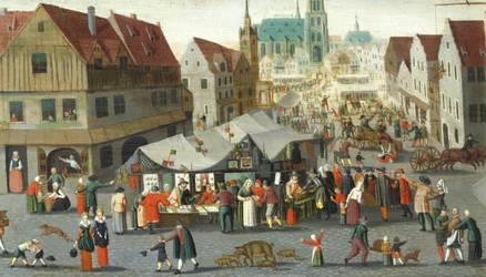 Kauppatori, kirjoittanut Hendrick van Steenwijck Younger (noin 1580-1649)