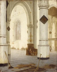 Kirke interiør (olie på panel)