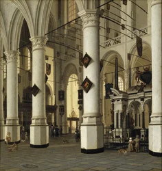 Interiør de la nouvelle eglise de Delft - Interiør i Nieuwe Kerk, Delft, af Vliet, Hendrick Cornelisz. fra (1611-1675). Olie-på-træ. Mål: 41x39 cm. Nationalmuseet Stockholm