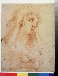 Portræt af en kvinde (Marie Madeleine) (tuschtegning)