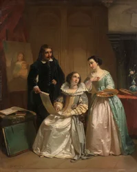 Gerard van Honthorst viser sin elevs tegninger til Amalia van Solms