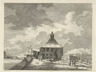 Sagging Muiderpoort, set fra skansen, 1769