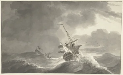 To skibe på havet i storm