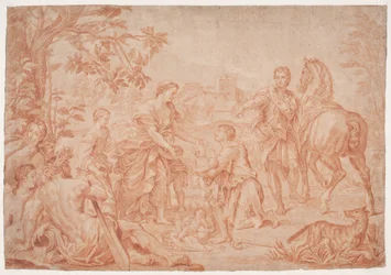 Romulus og Remus (Livy 1, 4). Studie efter Carlo Marattis maleri i Sanssouci, Potsdam (udf. 1692 for Niccolo Maria Pallavicini)
