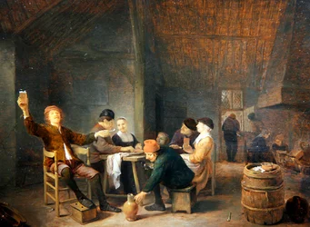 Bønders glæde i et værtshus (olie på panel)