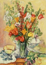Iris og tulipaner