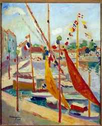 14. juli et Saint Tropez-maleri af Henri Manguin (1874-1949) 1905 Privat samling