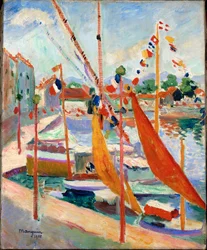 The 14th of July at St. Tropez (olie på lærred)