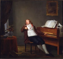 Portræt af pianisten og komponisten Johann Ladislaus Dussek (1760-1812) af Danloux, Henri-Pierre (1753-1809). Olie på lærred