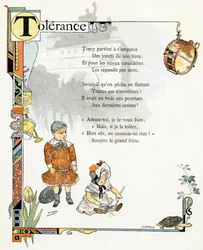 Illustration til "Alfabet af gode eksempler", ca. 1890 (kobberstik)