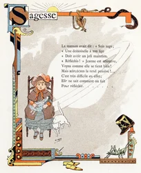 Illustration til "Alfabet af gode eksempler", ca. 1890 (kobberstik)