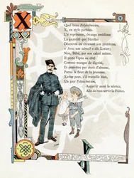 Illustration til "Alfabet af gode eksempler", ca. 1890 (kobberstik)