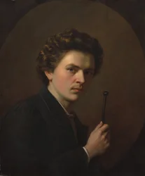 Selvportræt med en kæp, ca. 1863 (olie på stof)