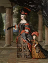 Maria Theresa af Spanien med sin søn, Dauphinen, Louis af Frankrig