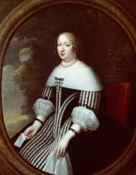 Portræt af Anne af Østrig (1601-1666) regente i enkedragt Maleri af Charles Beaubrun (1604-1692) og Henri Beaubrun (1603-1677) 1600-tallet søn. 1,8x1 m Versailles, musee du chateau