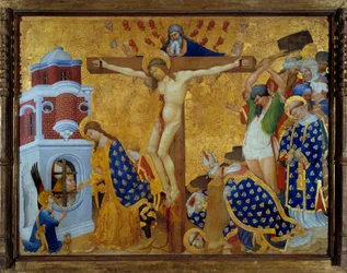 Altertavle af Saint Denis (færdig i 1416) til kirken Chartreuse af Champmol Scene for korsfæstelse og dekollation af Saint Denis af Paris - Maleri på træ transponeret på lærred af Henri Bellechose (1380-1440) 1416 søn 1,32x2,11 m