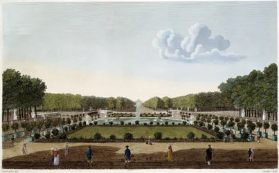 Jardin du Luxembourg set fra paladsets terrasse. Stik af Courvoisier