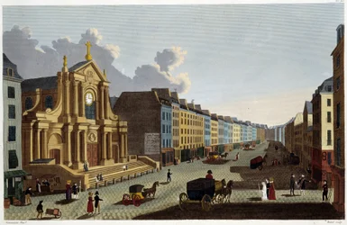 Saint-Roch Church, omkring 1820 - i ""Views of Paris"" af Courvoisier