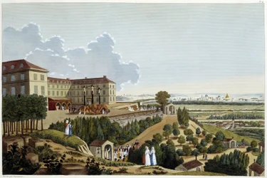 Udsigt over Golgata, under festerne i Ste Croix, i Suresnes - i "" Vues de Paris" af Courvoisier