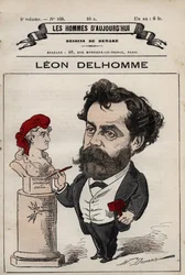 Tegneserie af Leon Alexandre Delhomme (1841-1895) fransk billedhugger fra 