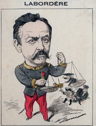 Jean Marie Arthur Labordere, fransk militærmand, politiker, senator for Seinen - tegneserie af Henri Demare i "Les Hommes d