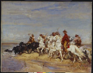 Rounding Up the Cattle (olie på lærred)