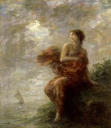 Ariane. Hun ser Thesees båd sejle ud i det fjerne og forbliver alene, forladt. Maleri af Henri Fantin-Latour (Fantin Latour