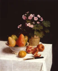 Nature morte (primula, pærer og granatæbler) Stilleben (primula, pærer og granatæbler)
