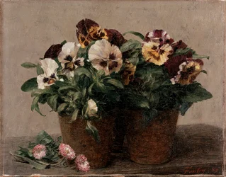 Stilleben: Stedmoderblomster og tusindfryd, 1880