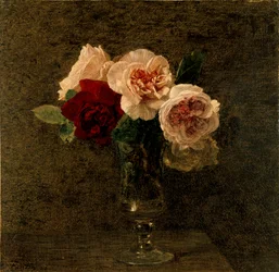 Stilleben: lyserøde og røde roser, 1886